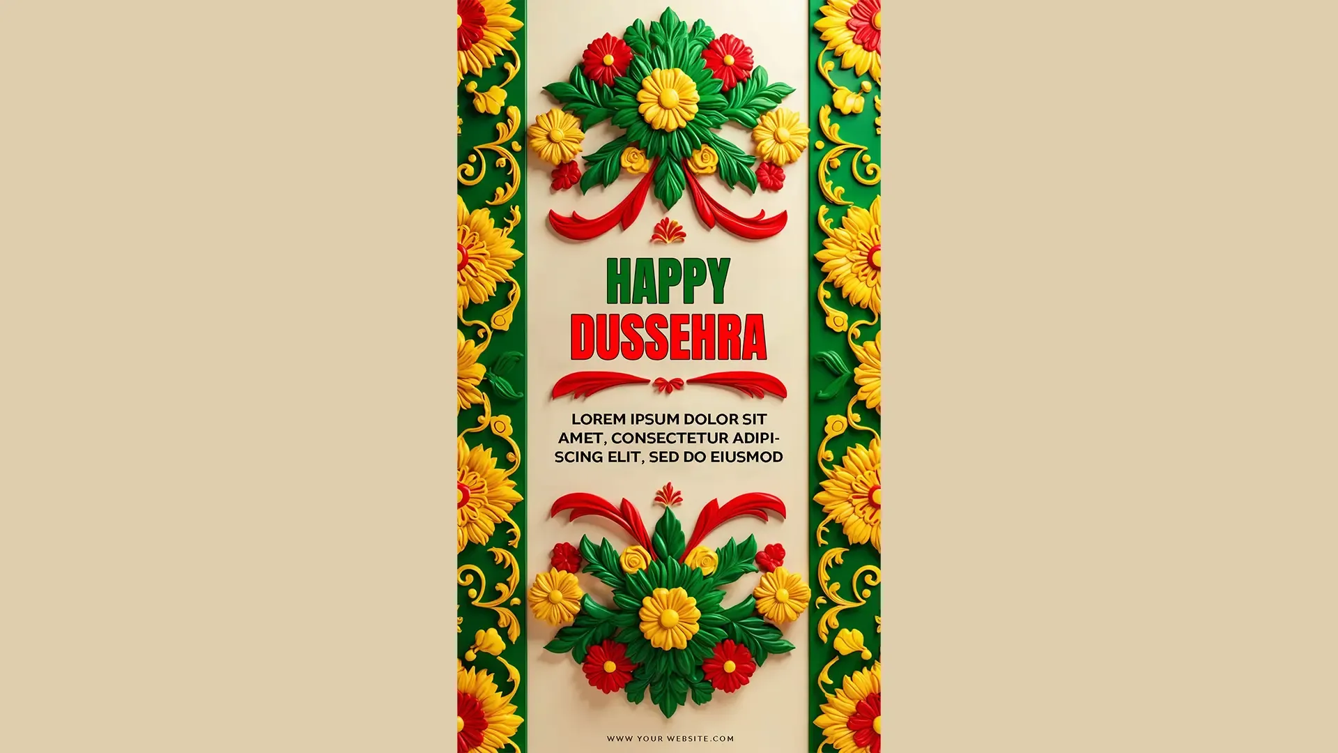 Intricate Floral Happy Dussehra Instagram Story Card image